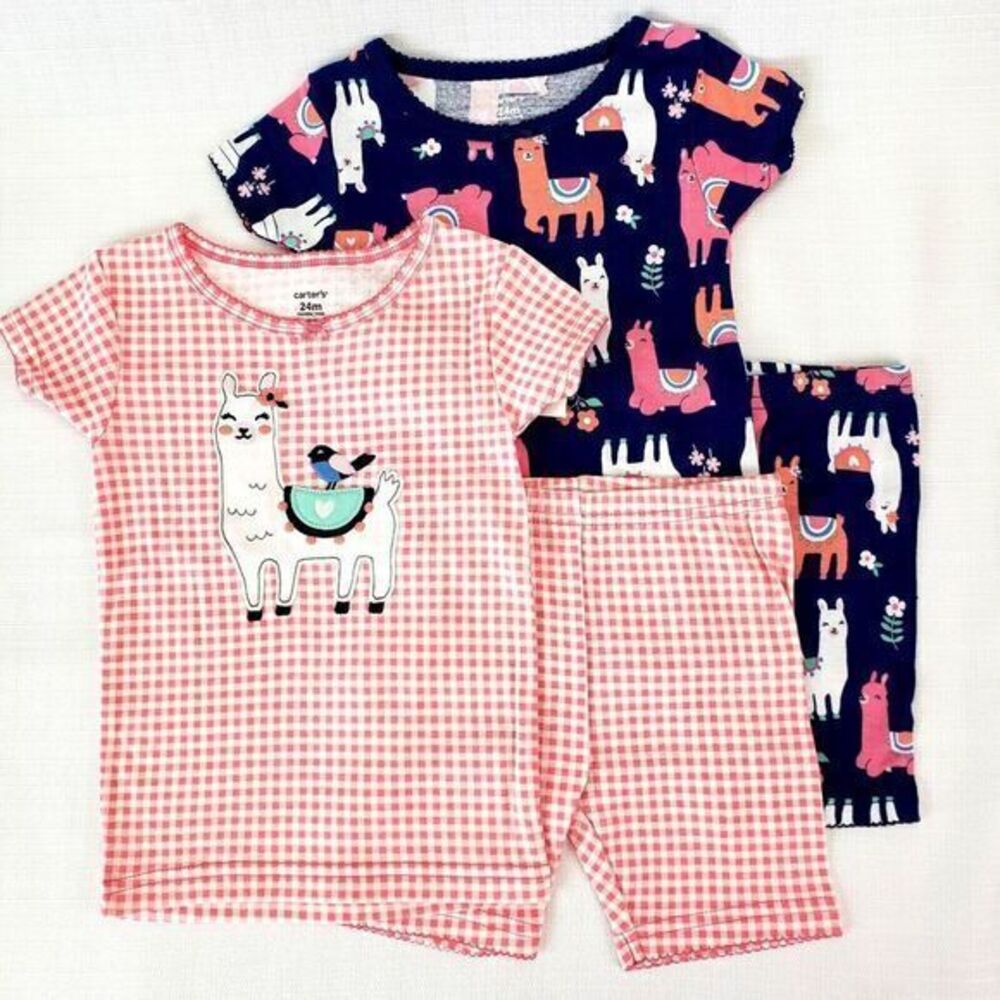 Carter's Toddler and Baby Girls' 4 Piece Cotton Pajama Set (Llama, 24months) New